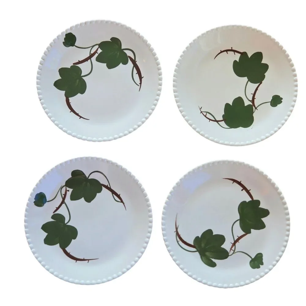 Blue Ridge Southern Ivy Hand Painted Candlewick Edges Set of 4 Bread Plates 7